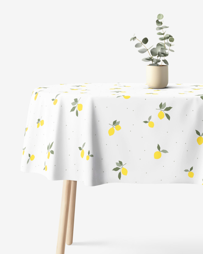 Ovale Tischdecke aus 100% Baumwolle - Zitronen