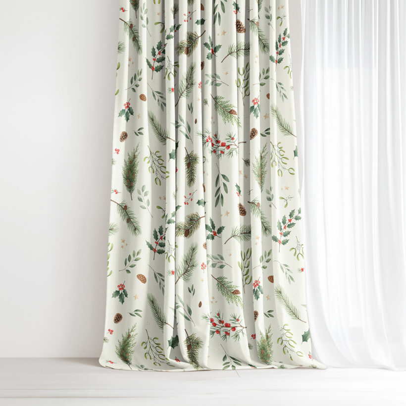 Weihnachtlicher Dekorativer Vorhang – Winterzweige