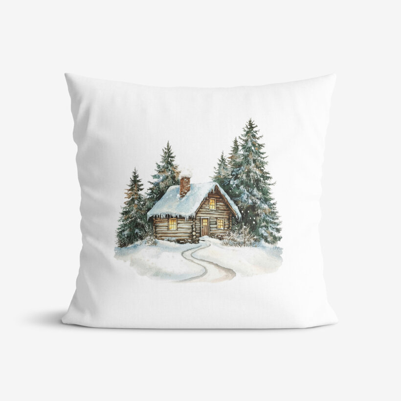 Weihnachtlicher dekorativer Kissenbezug - Winterhäuschen