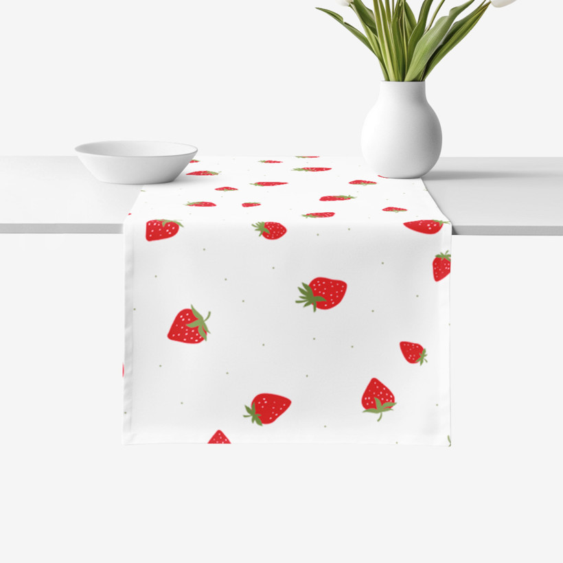 Tischläufer aus 100% Baumwolle - frische Erdbeeren