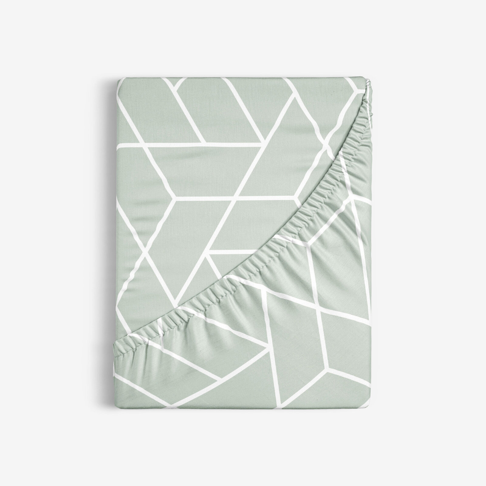 Spannbettlaken aus Baumwolle - Mosaik auf Salbeigrün