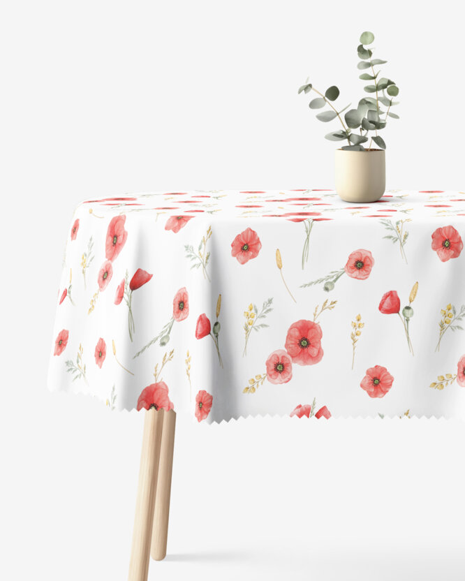 Ovale Tischdecke Teflon - Mohnblumen