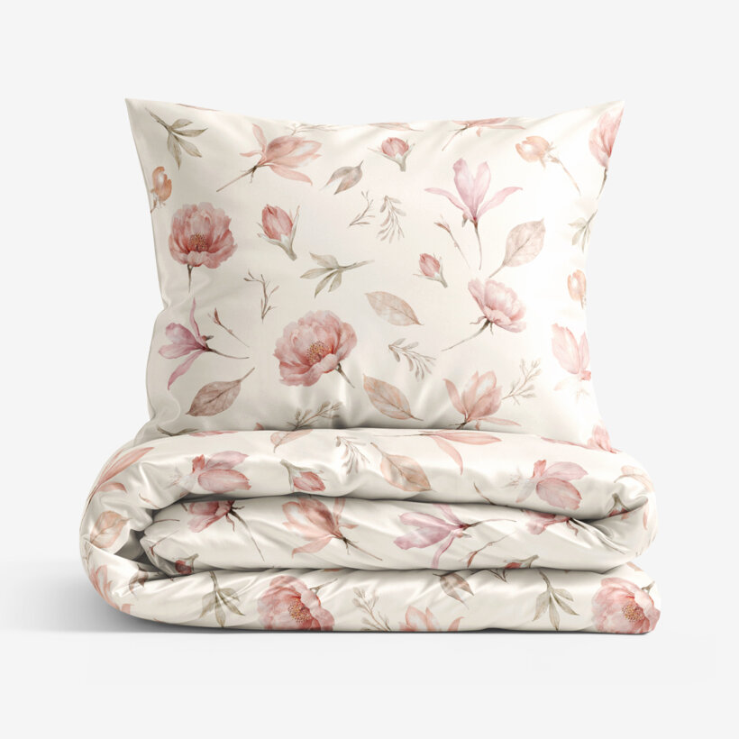 Luxus-Bettwäsche aus Baumwolle-Satin - Blühende Magnolien