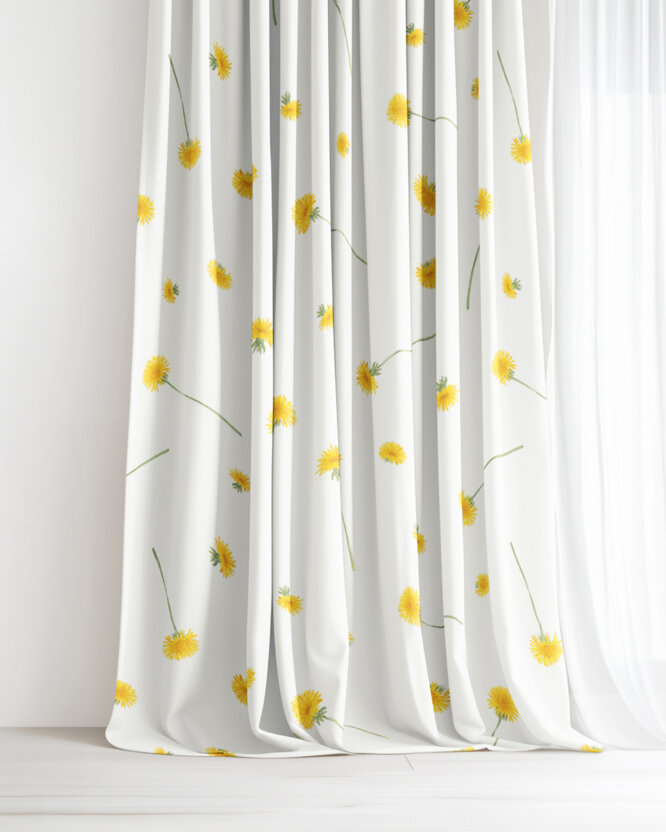 Vorhang aus Baumwolle - Löwenzahn