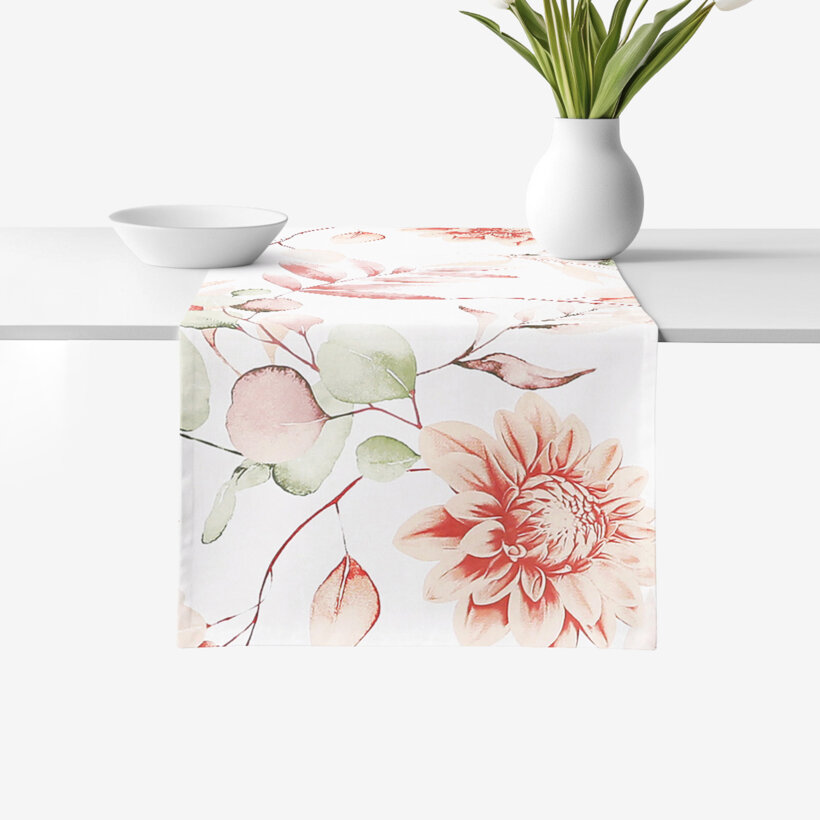 Tischläufer aus 100% Baumwolle Deluxe - aquarelle Blumen