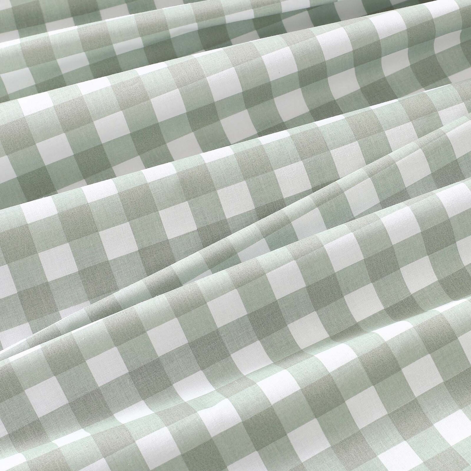 Runde Tischdecke 100% Baumwolle - Salbeigrüne Würfel