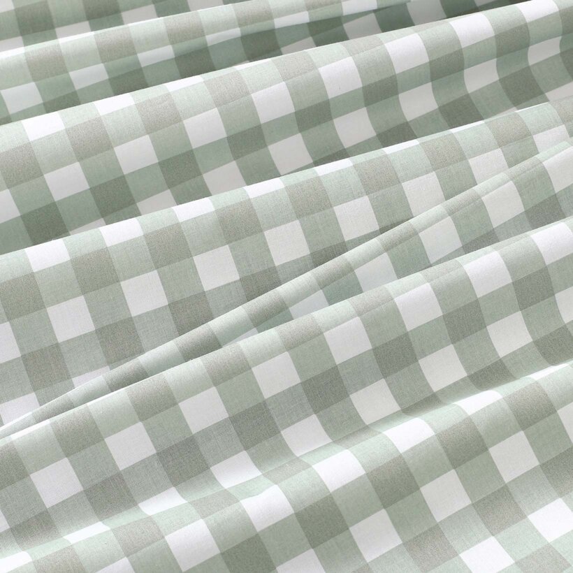 Runde Tischdecke 100% Baumwolle - Salbeigrüne Würfel