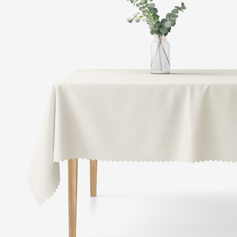Festliche eckige Teflon-Tischdecke - creme mit glänzenden Rechtecken