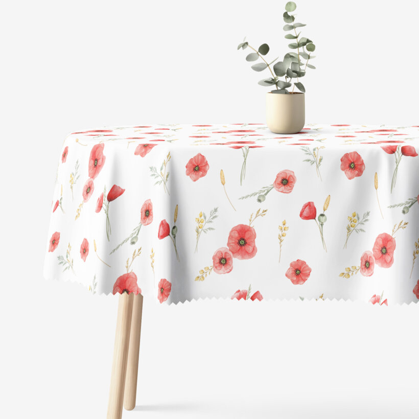 Ovale Tischdecke Teflon - Mohnblumen
