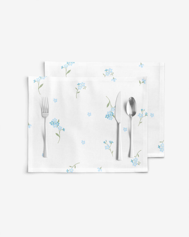 Tischset 100% Baumwolle - Vergissmeinnicht - 2 Stück