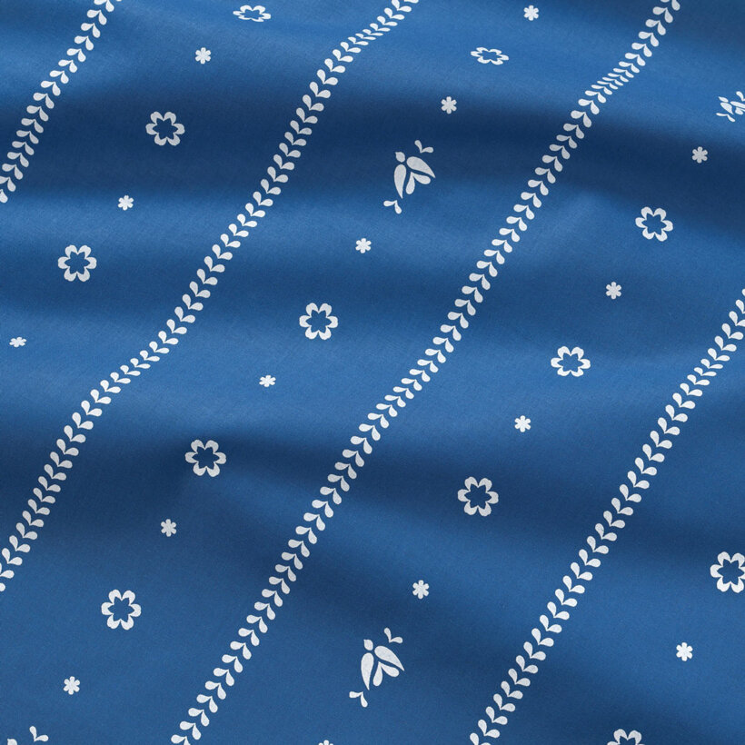 Kissenbezug aus Baumwolle - Blaue Folklore