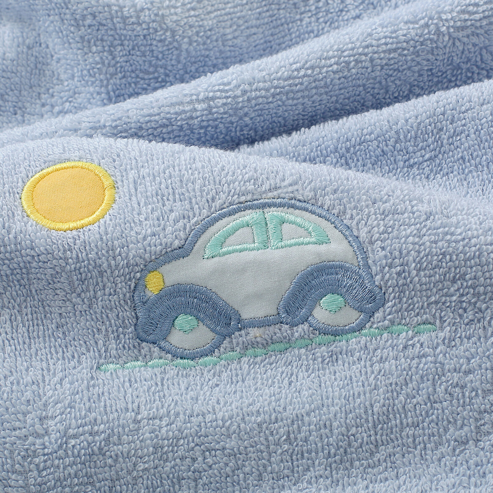 Kinder-Frottierhandtuch - Auto auf Blau