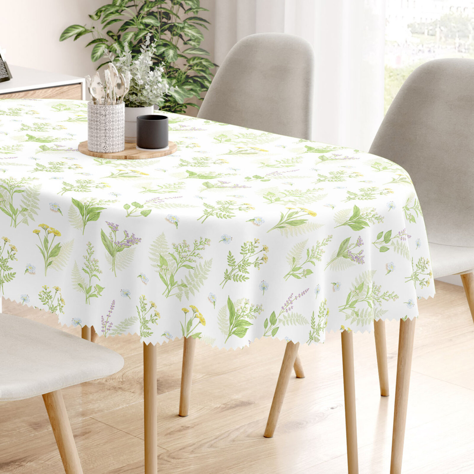 Ovale Tischdecke Teflon - Waldblumen