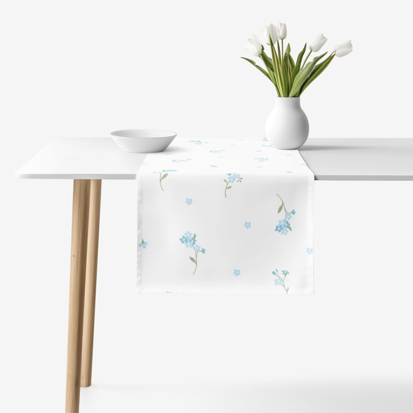 Tischläufer aus 100% Baumwolle - Vergissmeinnicht