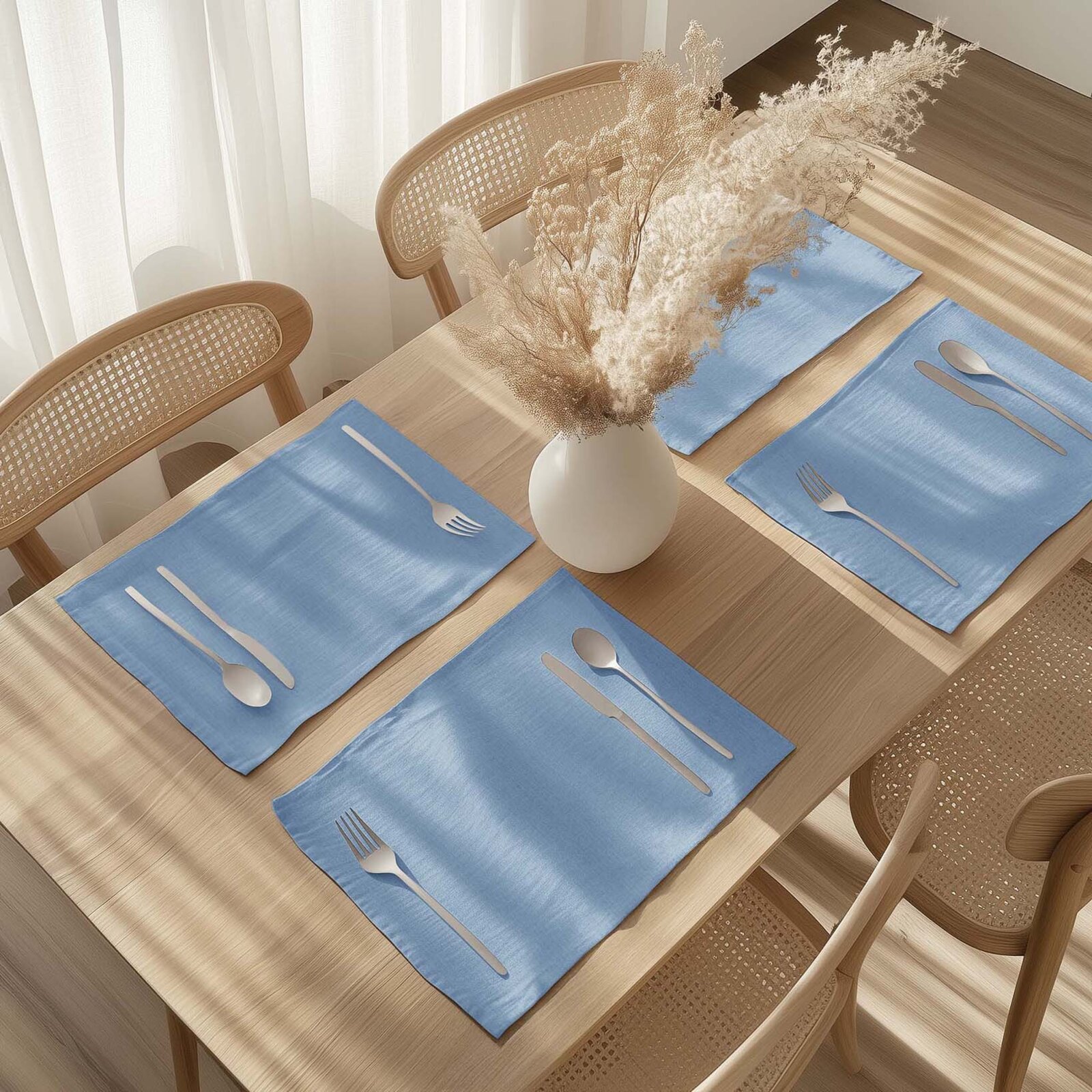 Tischset aus Leinenmischung - blau - 2 Stück Set