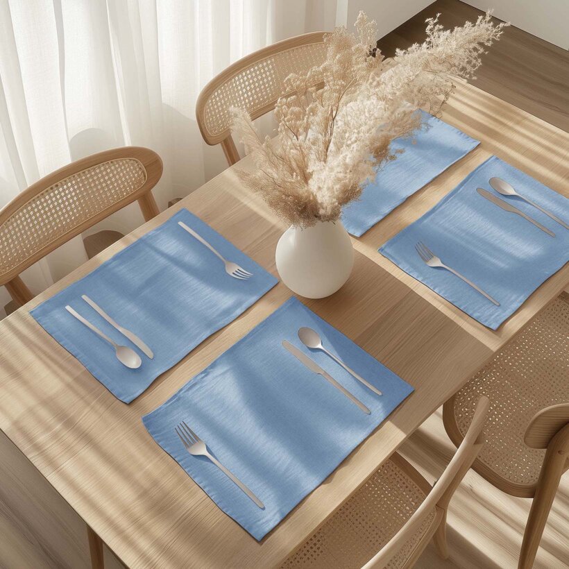 Tischset aus Leinenmischung - blau - 2 Stück Set