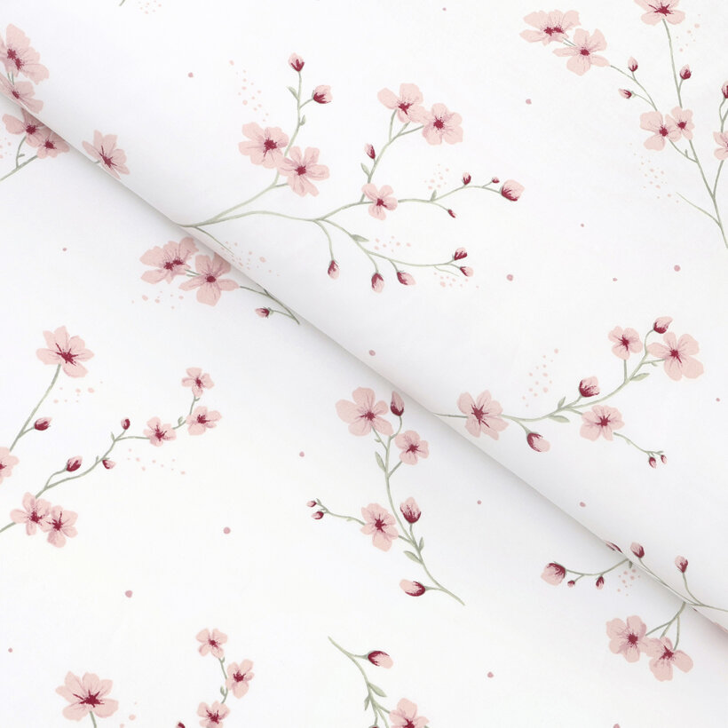 Baumwollstoff - Blühende Sakura-Kirschbäume