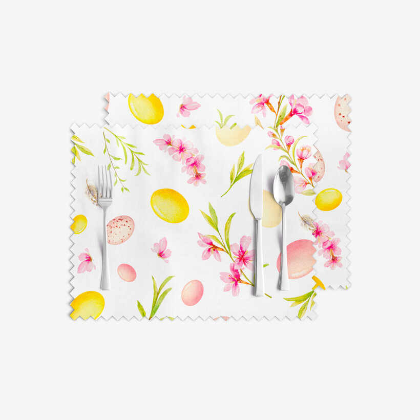 Ostern Tischsets Teflon - Ostereier mit Blumen - 2 Stück