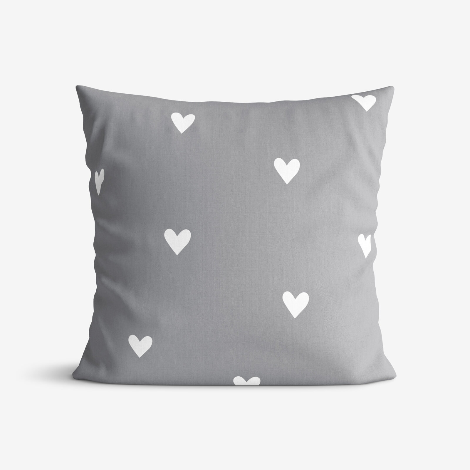 Kissenbezug aus Baumwolle - Herzchen auf Grau