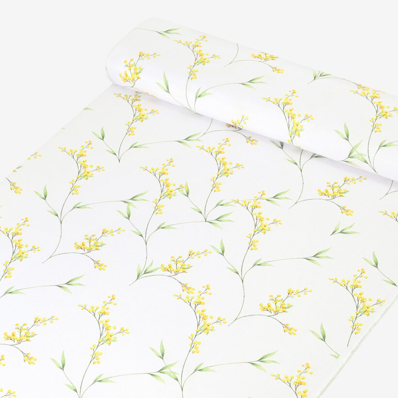 Teflonstoff für Tischdecken - Mimosenblüten