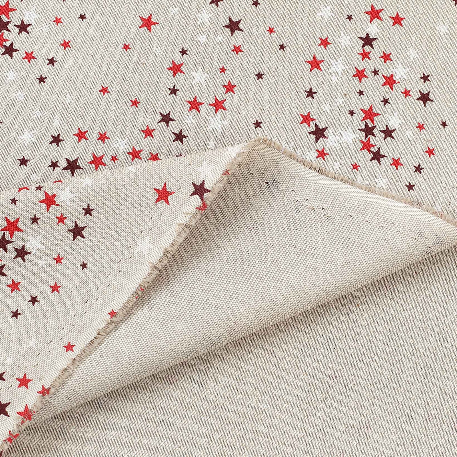 Dekorativer Stoff Valencia - Weihnachtssterne auf naturfarbe