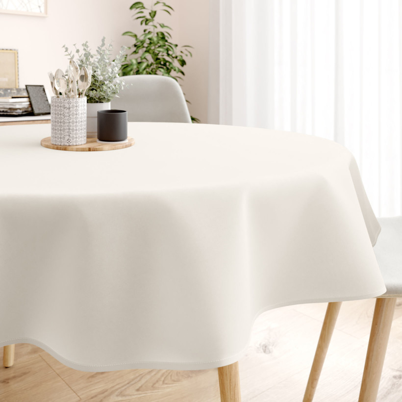 Runde Tischdecke 100% Baumwolle - elfenbein