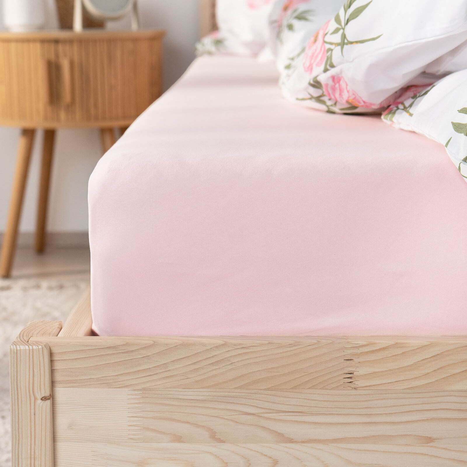 Bettlaken Jersey mit Gummiband - pastellrosa