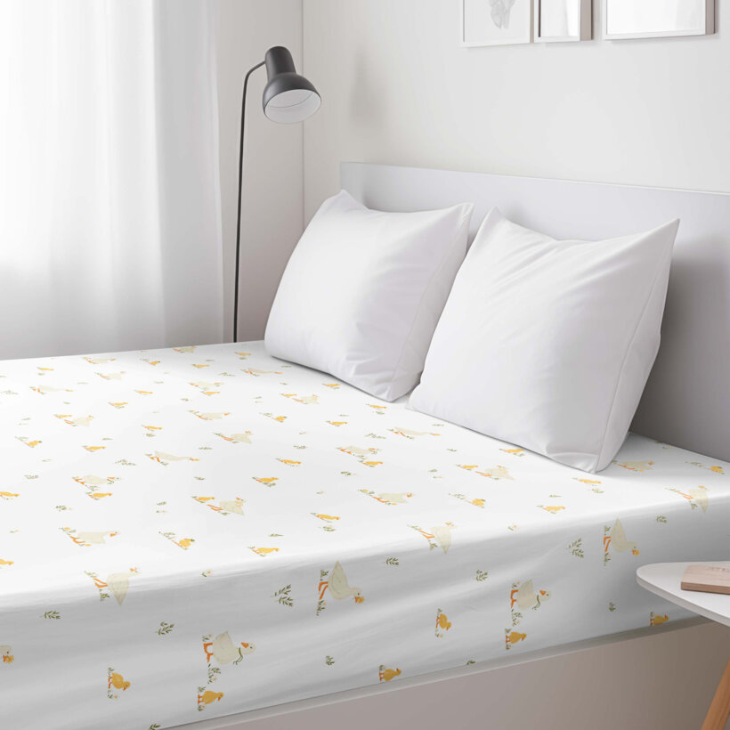 Ostern Spannbettlaken aus Baumwolle - Enten