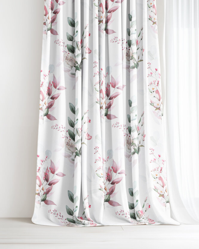 Vorhang aus Baumwolle Deluxe - zarte Rosen