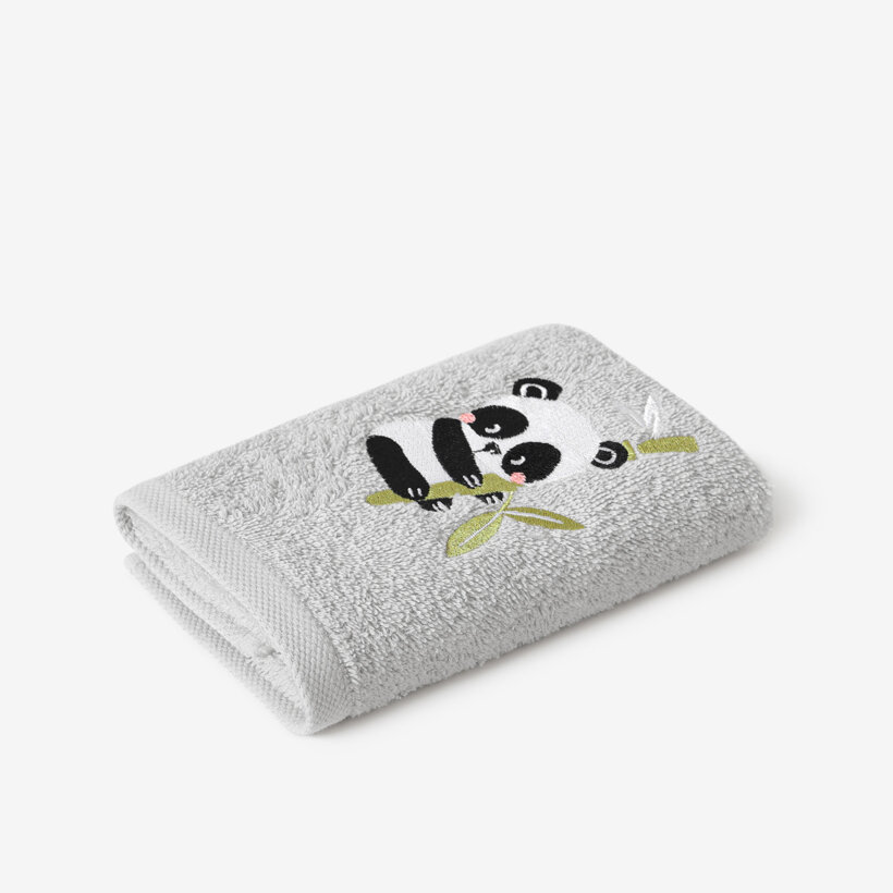 Kinder-Frottierhandtuch - Panda auf Hellgrau