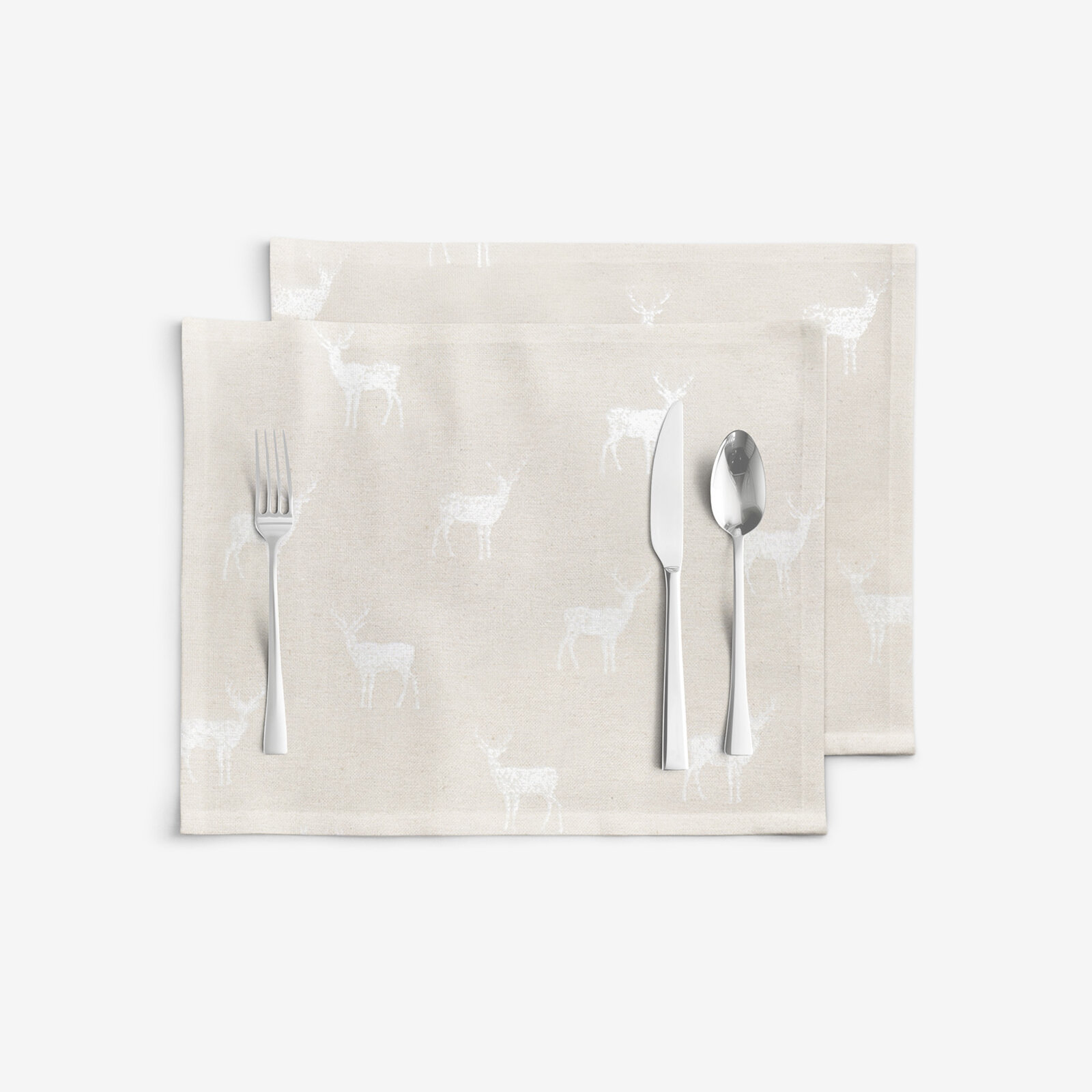 Weihnachtliches Tischset Natura - Hirsche auf natürlichem - Set 2 Stücke