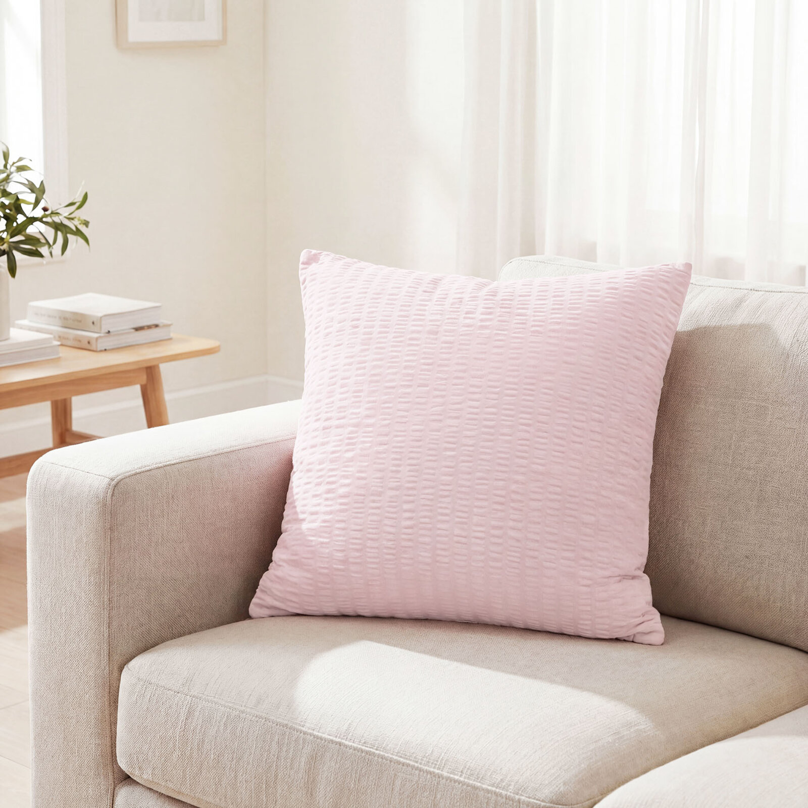 Seersucker-Kissenbezug - puderrosa