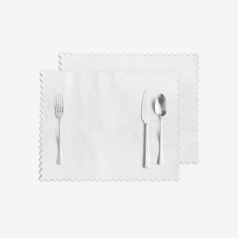 Festliches Tischset Teflon - weiß mit großen Ornamenten - 2 Stück