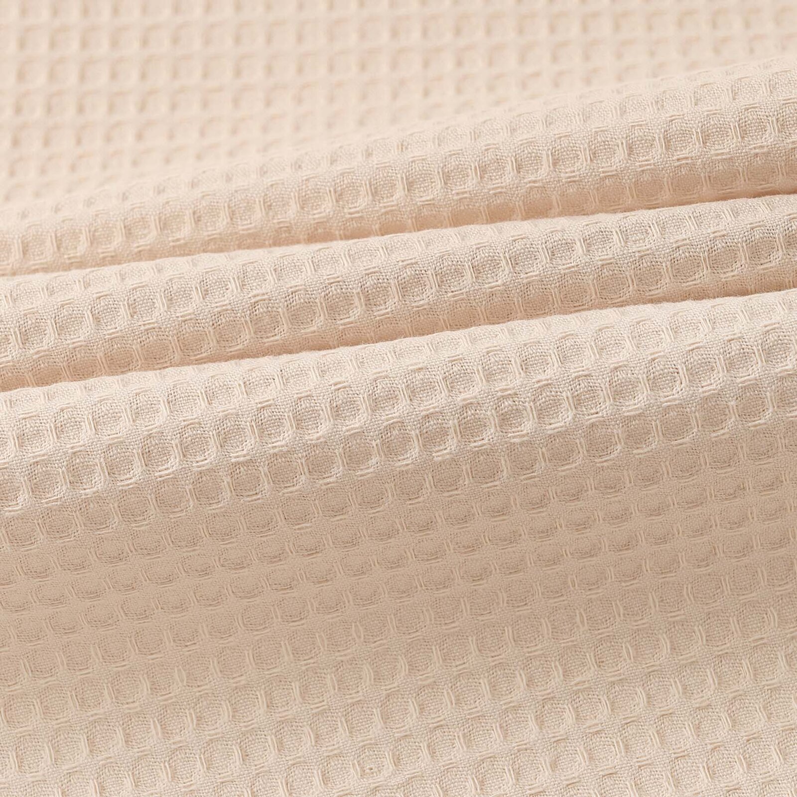 Waffel-Geschirrtuch mit Stickerei - Glockenblumen auf Beige