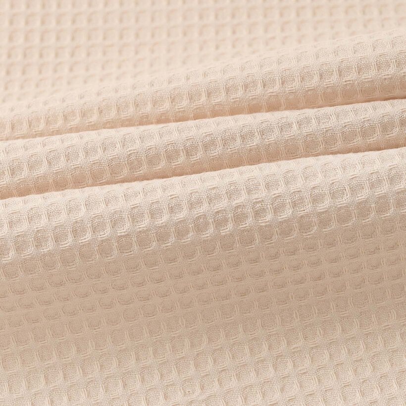 Waffel-Geschirrtuch mit Stickerei - Glockenblumen auf Beige