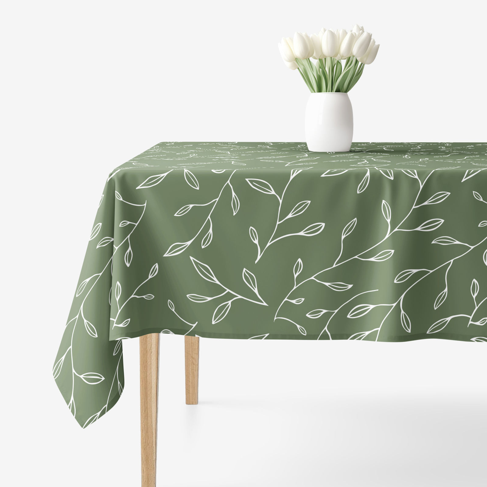 Eckige Tischdecke 100% Baumwolle - Teeblätter