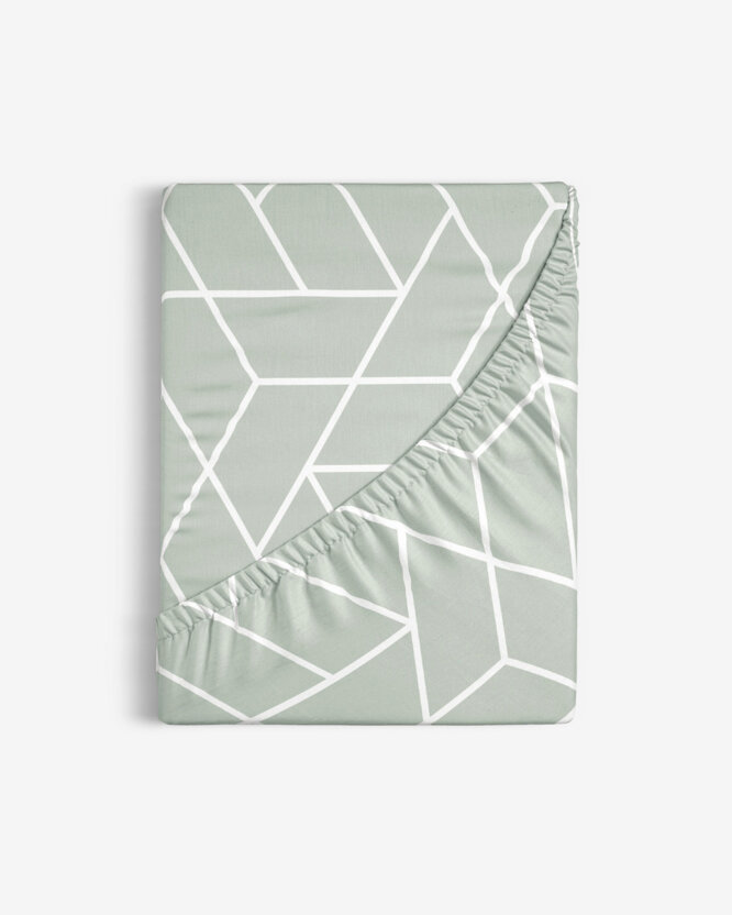 Spannbettlaken aus Baumwolle - Mosaik auf Salbeigrün