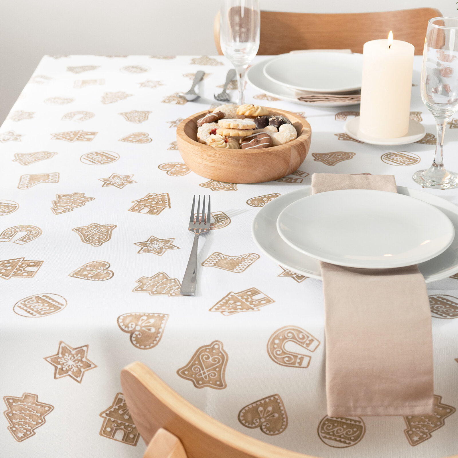 Eckige weihnachtliche Teflon-Tischdecke - Lebkuchen