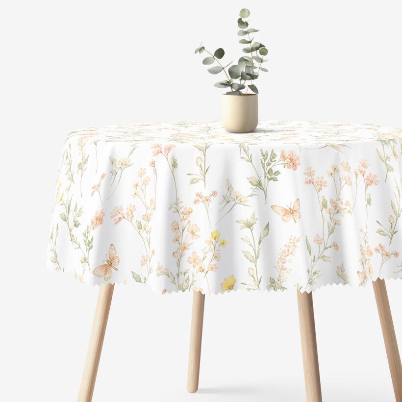 Runde Tischdecke Teflon - Schmetterlingsgarten