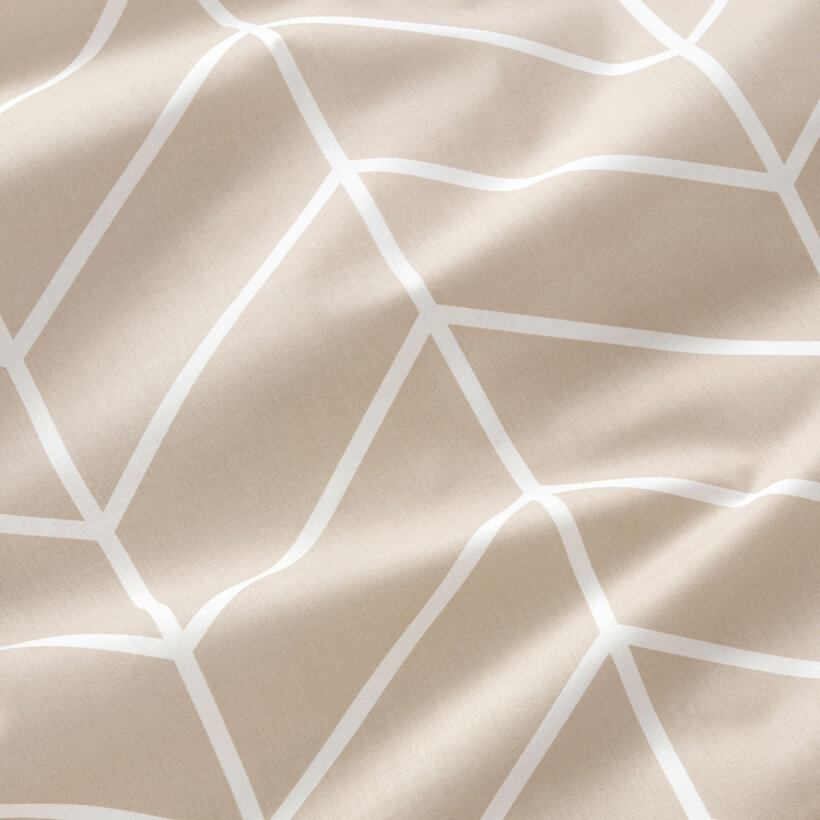 Bettwäsche aus Baumwolle - Weißer Zickzack auf Beige