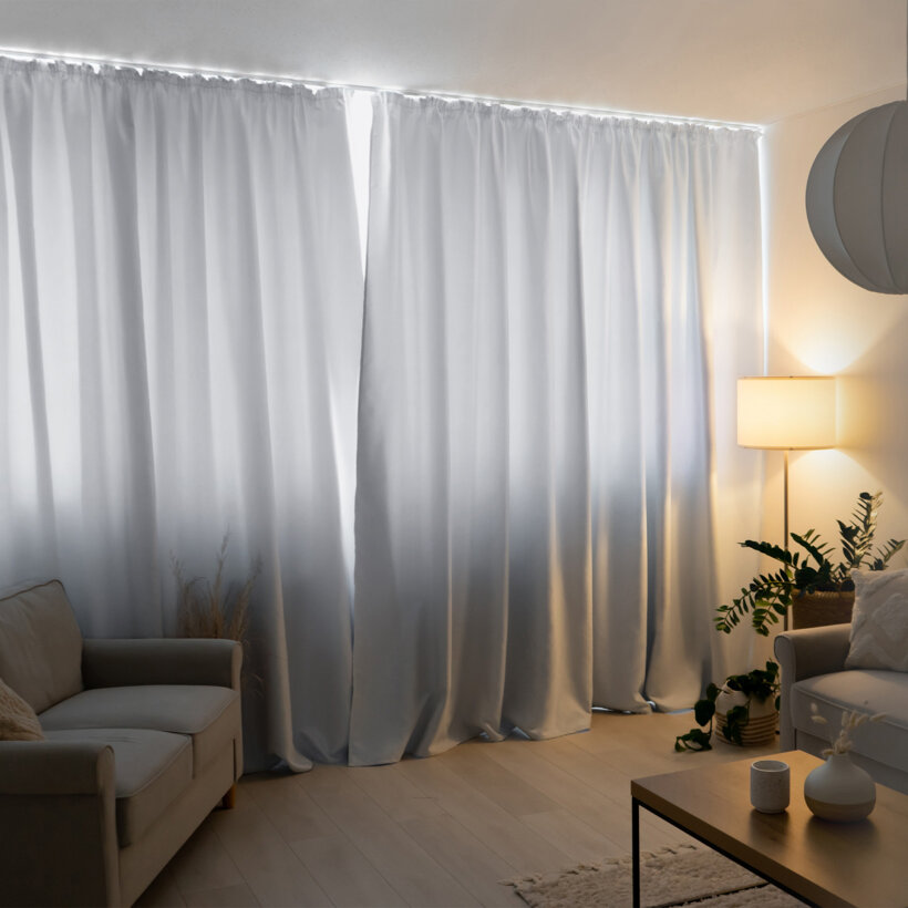 Blackout Verdunkelungsvorhang mit Satin-Glanz - silber