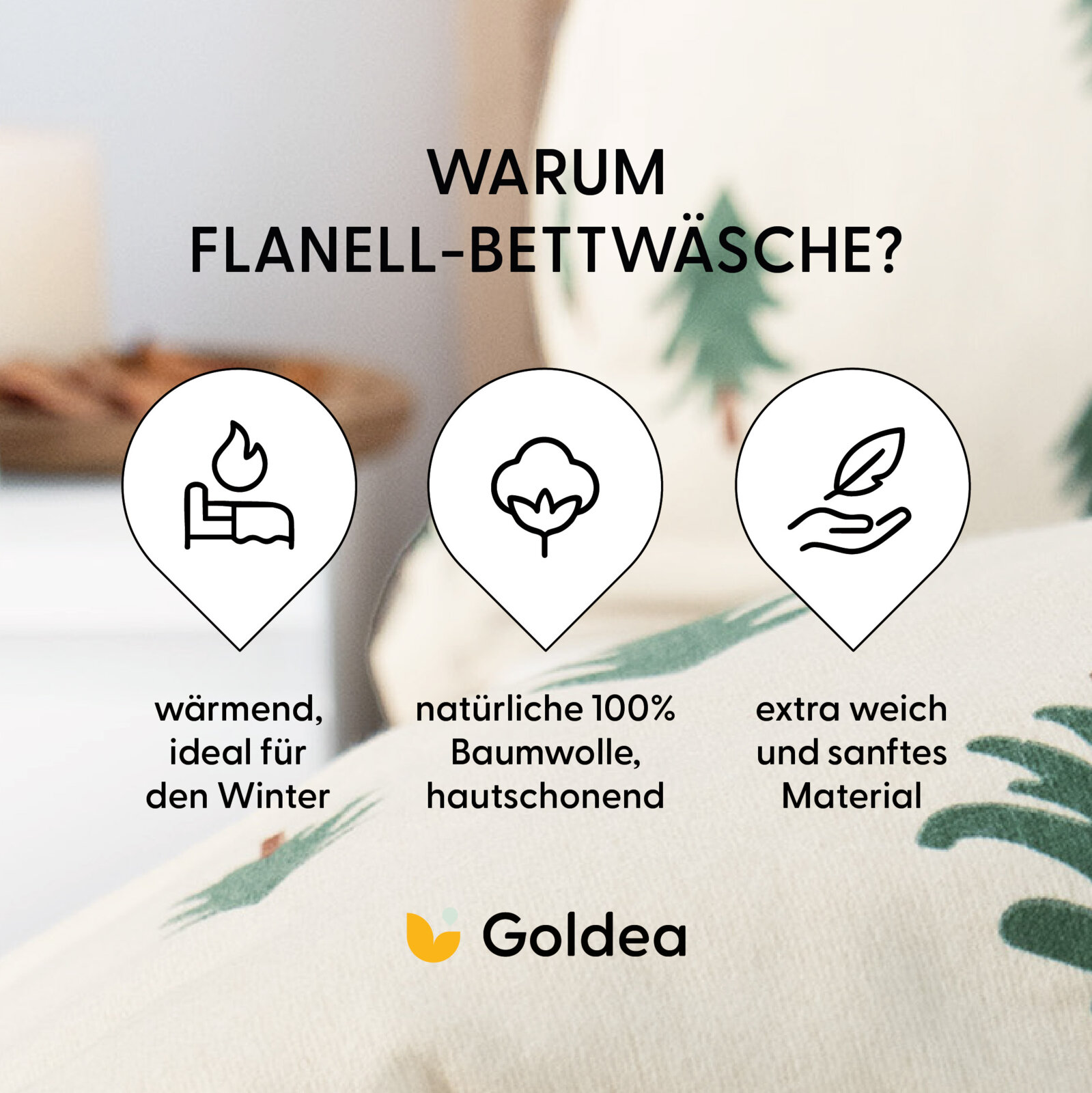 Flanell-Bettwäsche - Bäumchen auf natur