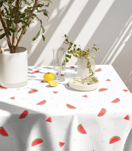 Eckige Tischdecke 100% Baumwolle - Melone