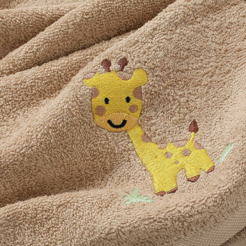 Kinder-Frottierhandtuch - Giraffe auf Braun
