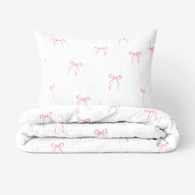 Seersucker Bettwäsche - rosa Schleifen