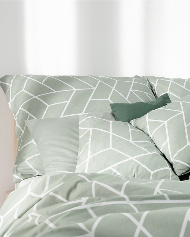 Bettwäsche aus Baumwolle - Mosaik auf Salbeigrün