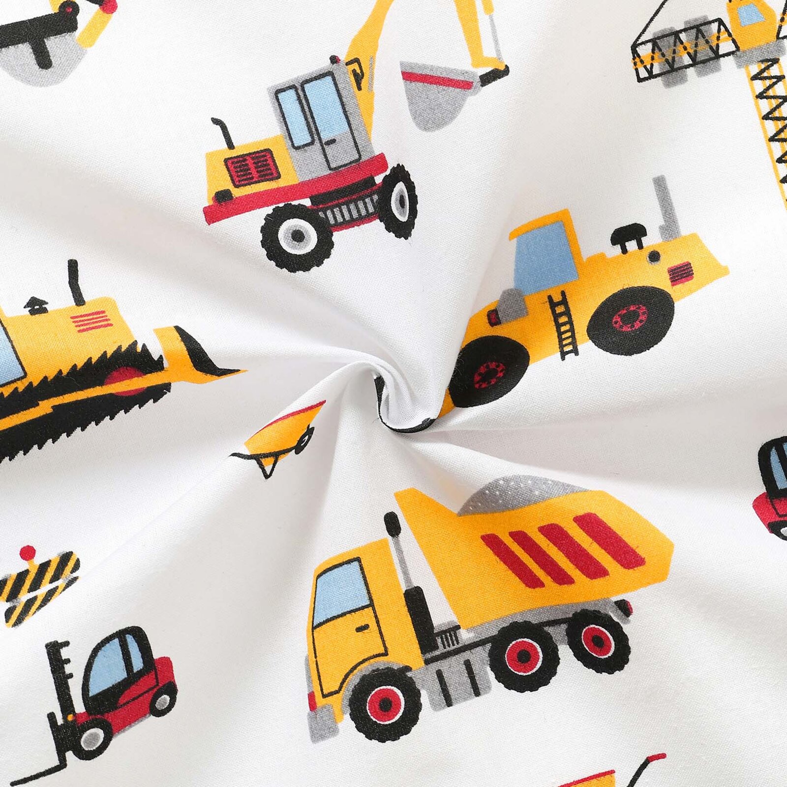 Baumwollstoff - Lastwagen und Bagger