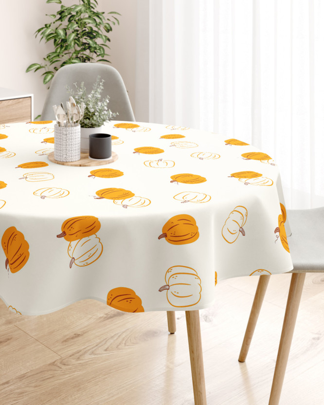 Runde Tischdecke 100% Baumwolle - Herbstkürbis