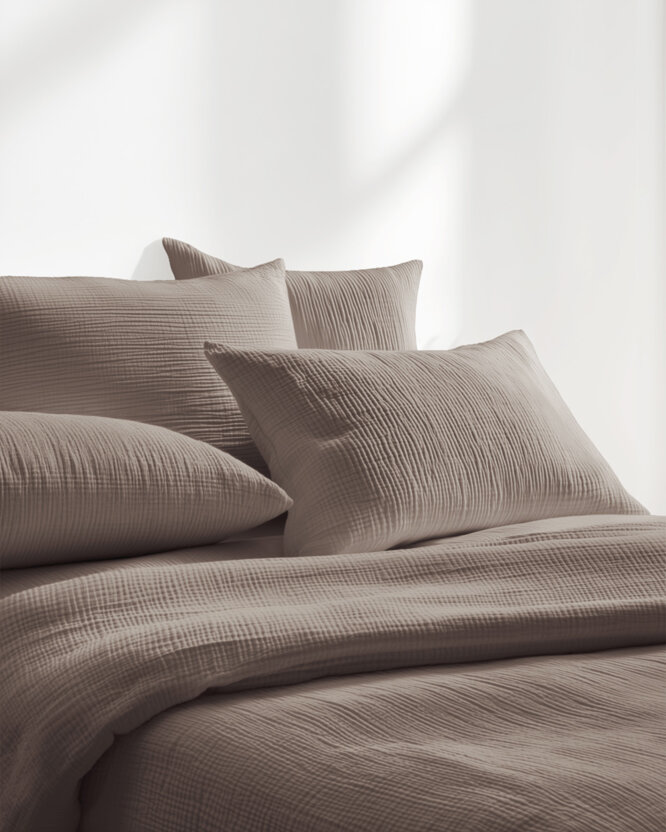 Musselin-Bettwäsche – kaffeebraun