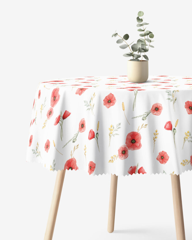 Runde Tischdecke Teflon - Mohnblumen